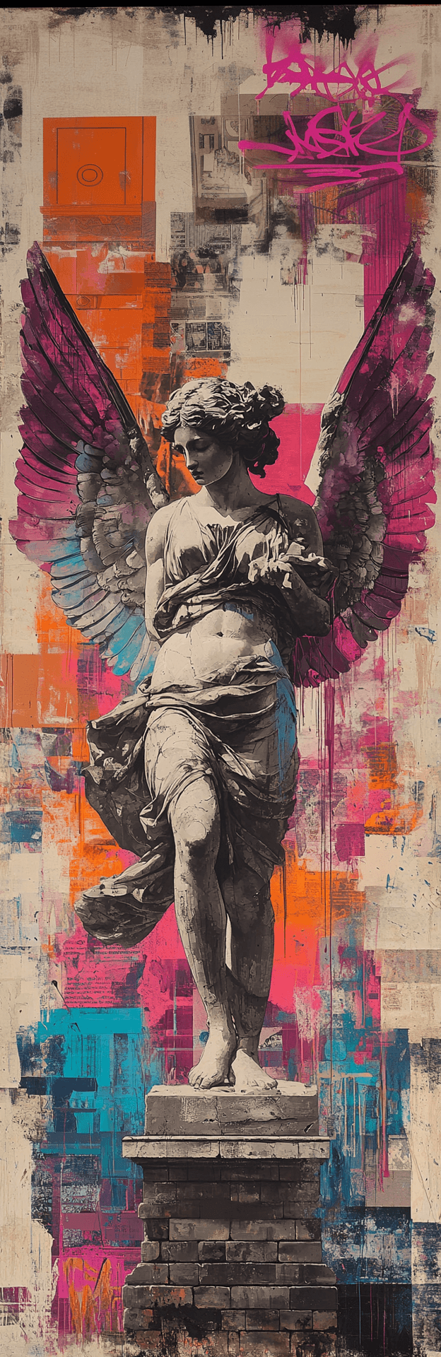 an ancient Greek or Roman Female sculpture with wings